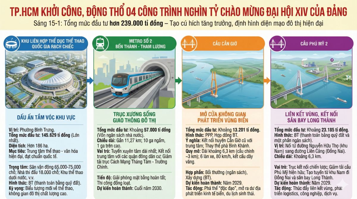 Châu Đại Dương tham dự khởi công, động thổ 4 công trình trọng điểm tại TP.HCM chào mừng Đại hội XIV của Đảng