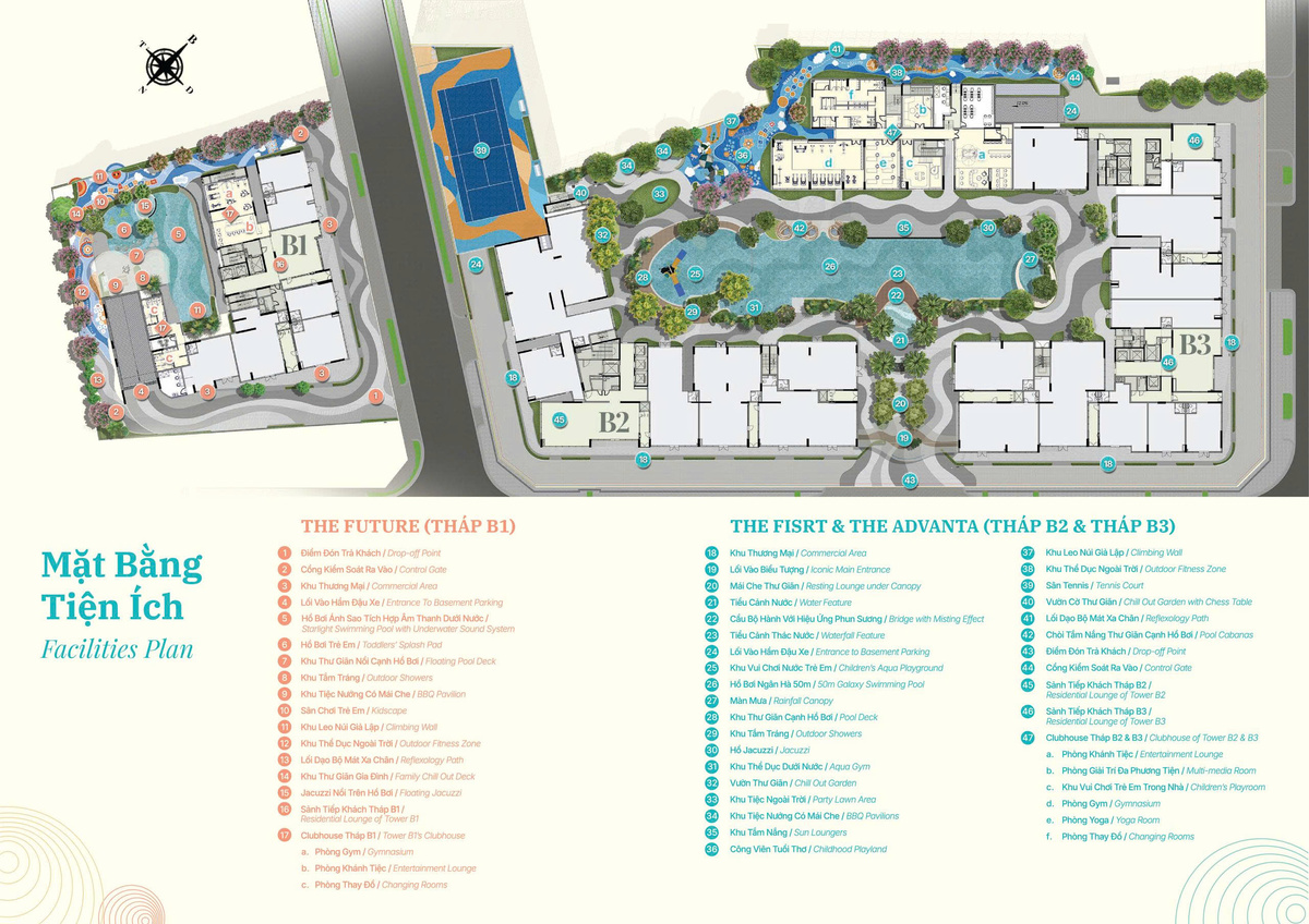 Mặt bằng tiện ích Gladia Heights 